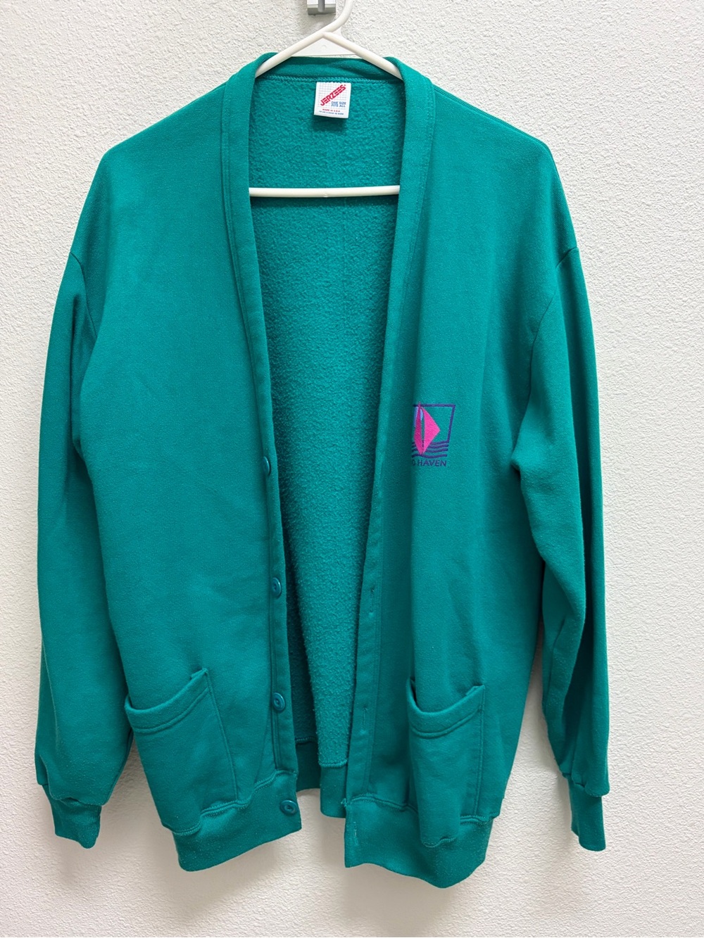 VTG Jerzees Teal Open Cardigan with Front Pockets - Grand Haven, MI